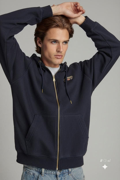 Napapijri Navy Blue Zip-Up Jacket - Size XXL