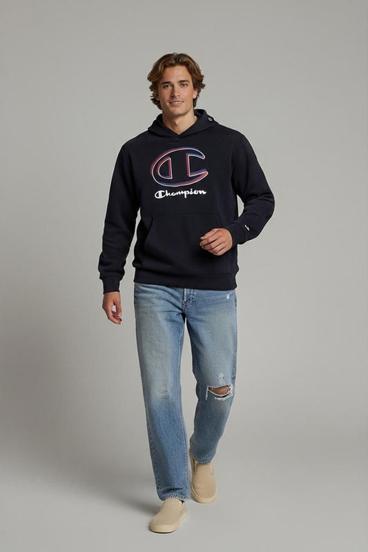 Champion Black Sweatshirt with Multicolor Logo