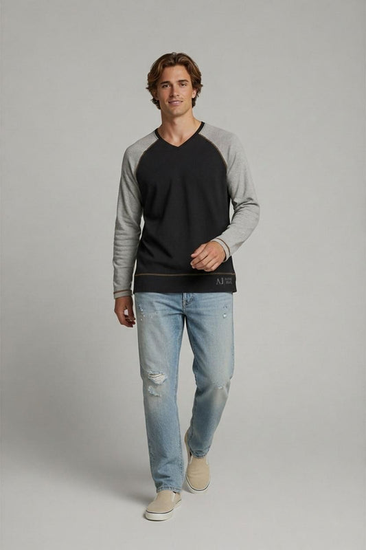 Armani Jeans Black & Grey Sweatshirt - Size 3XL - Made in Italy