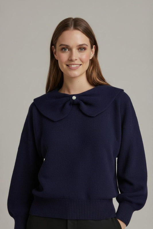 Navy Blue Cashmere Sweater - Size M