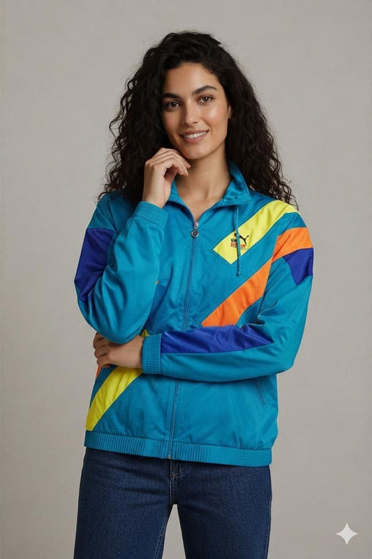 Vintage Puma Esquire Colorblock Windbreaker Jacket - Size 8