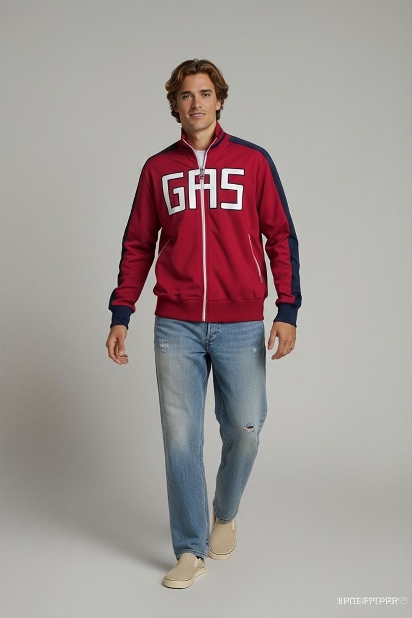 GAS Red and Navy Bomber Jacket - Size XL