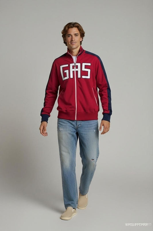 GAS Red and Navy Bomber Jacket - Size XL