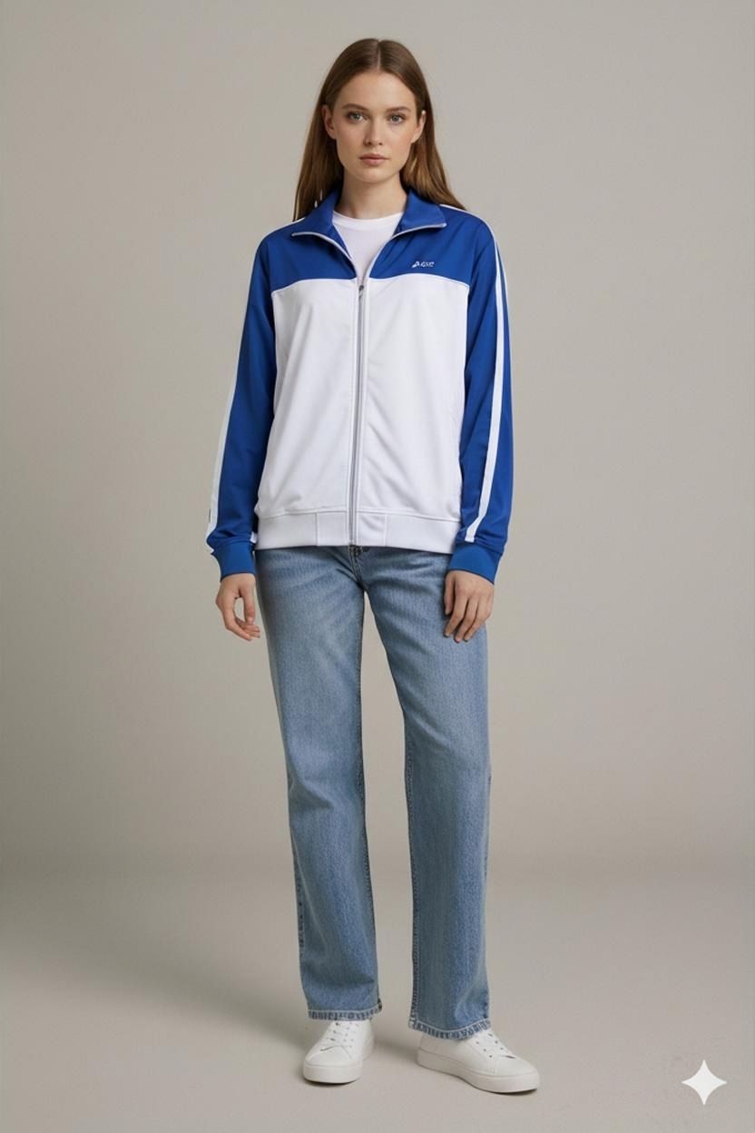 Asics Blue & White Windbreaker Jacket - Size XL