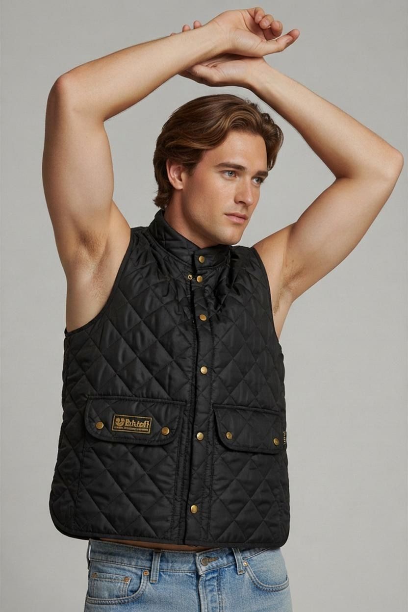 Belstaff Quilted Black Vest - Size XXL