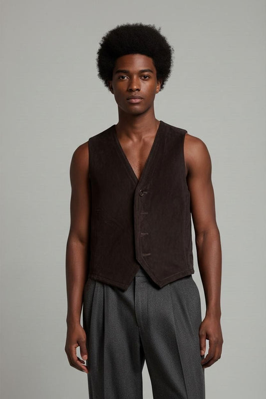 DIRK BIKKEMBERGS Brown Suede Vest - Size 37