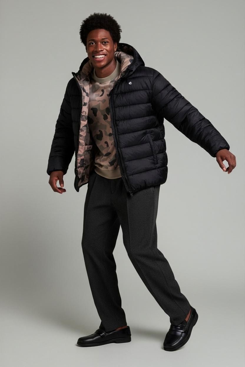 Champion Black Down Puffer Jacket - X-Large