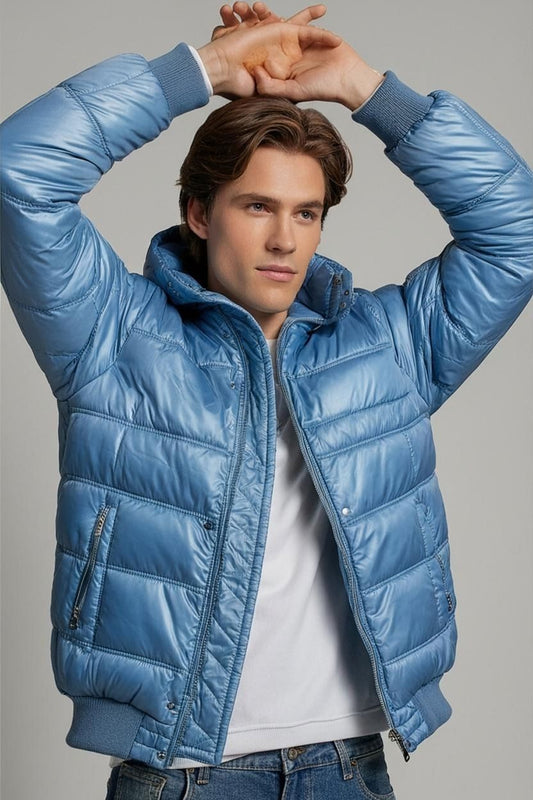 Blue Ellesse Quilted Puffer Jacket - Size 50 - German Made