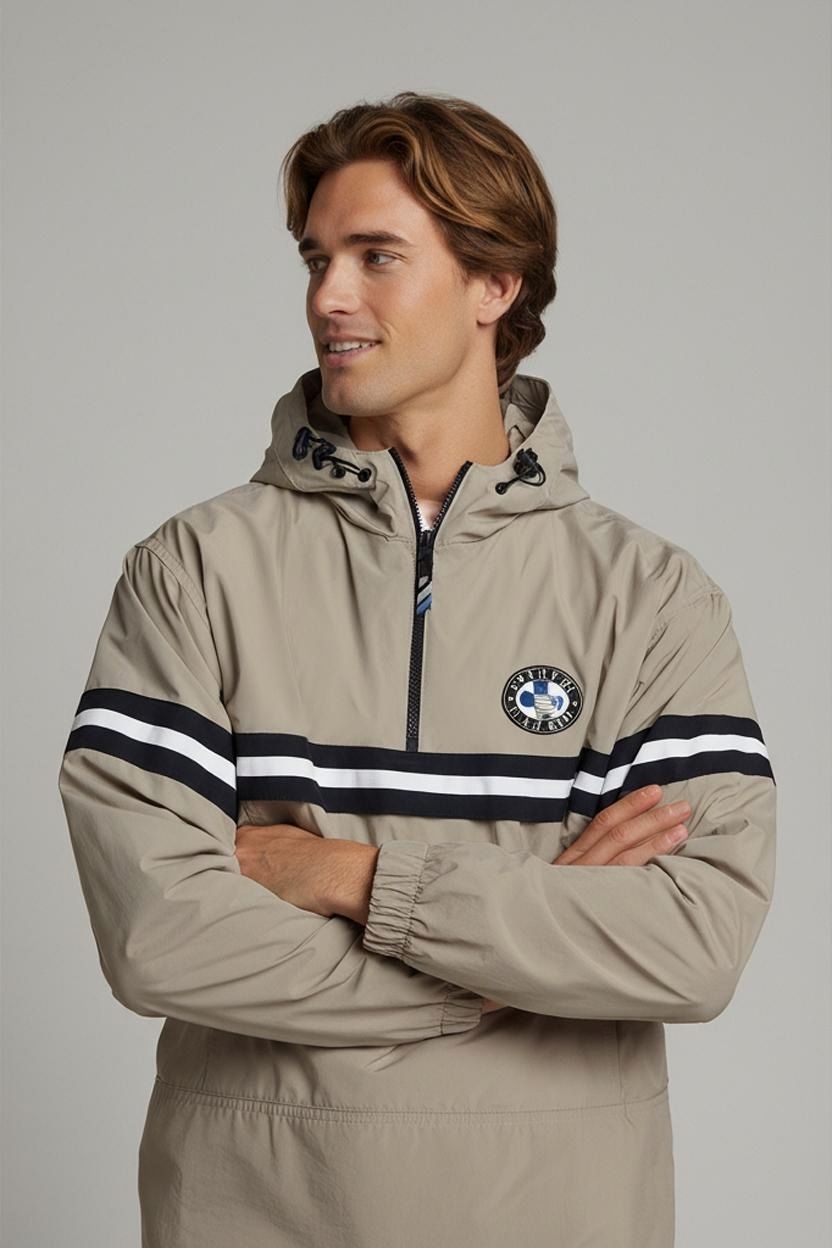 Disney Beige Windbreaker Jacket with Black and White Stripes