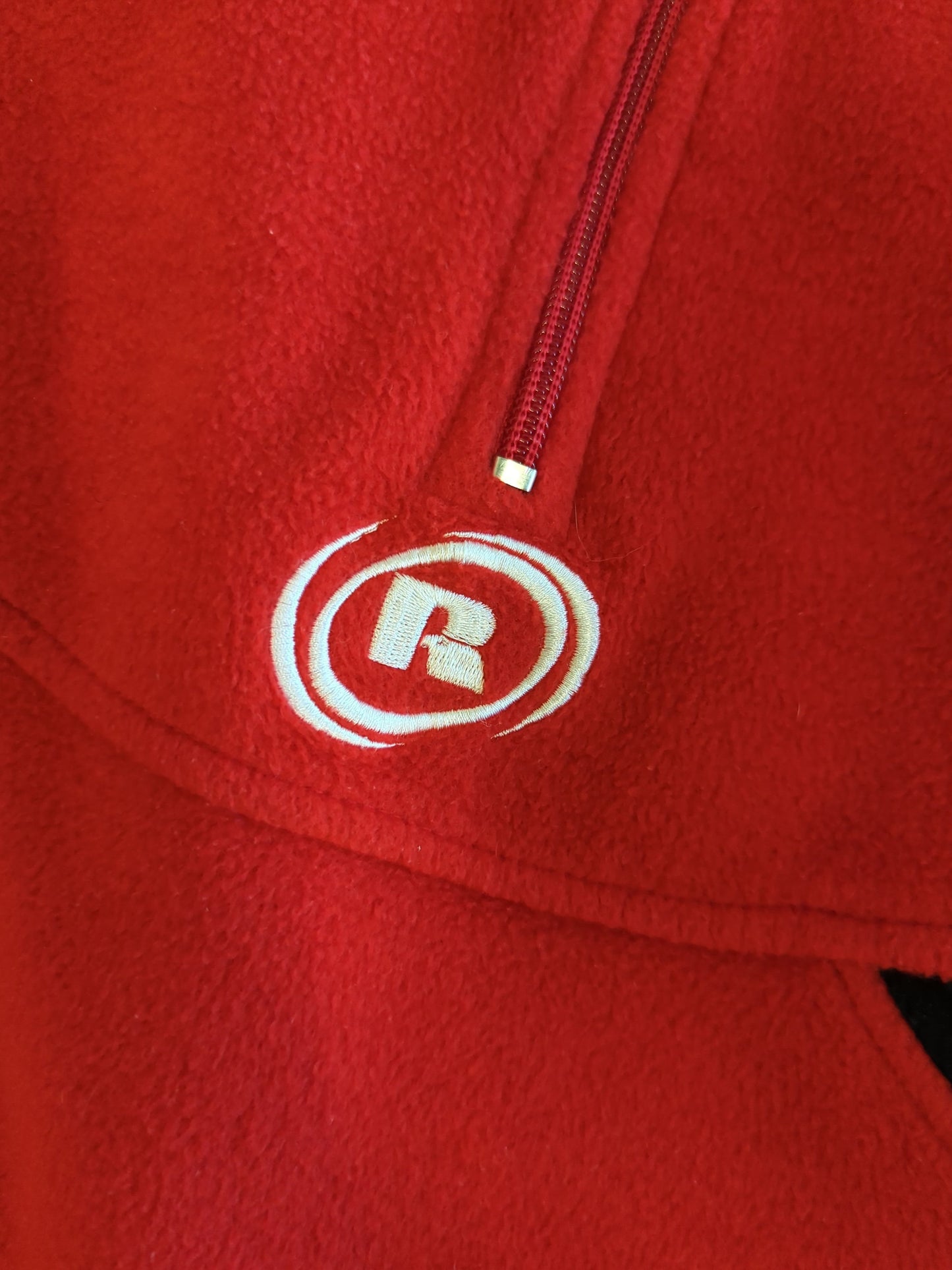 Russell Athletic Red & Black Quarter Zip Fleece Pullover