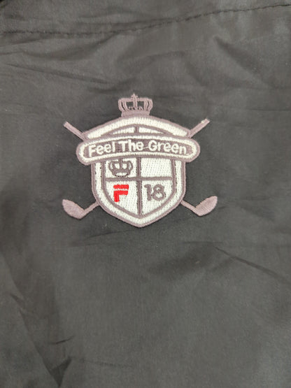 FILA Golf Windbreaker Jacket - Black with 'Feel The Green' Logo