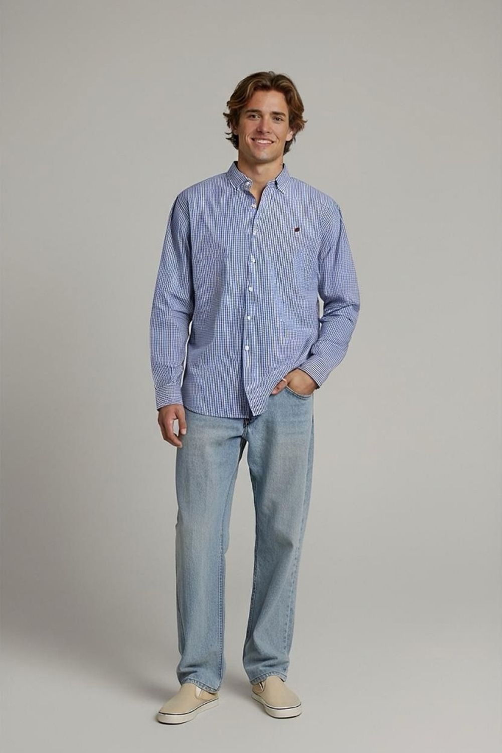 Napapijri Blue Gingham Check Button-Down Shirt