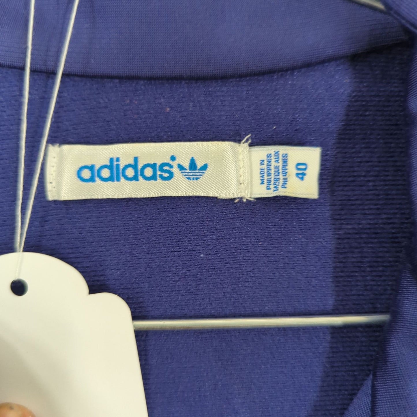Adidas Navy Blue Track Jacket with Three Stripes - Size 40