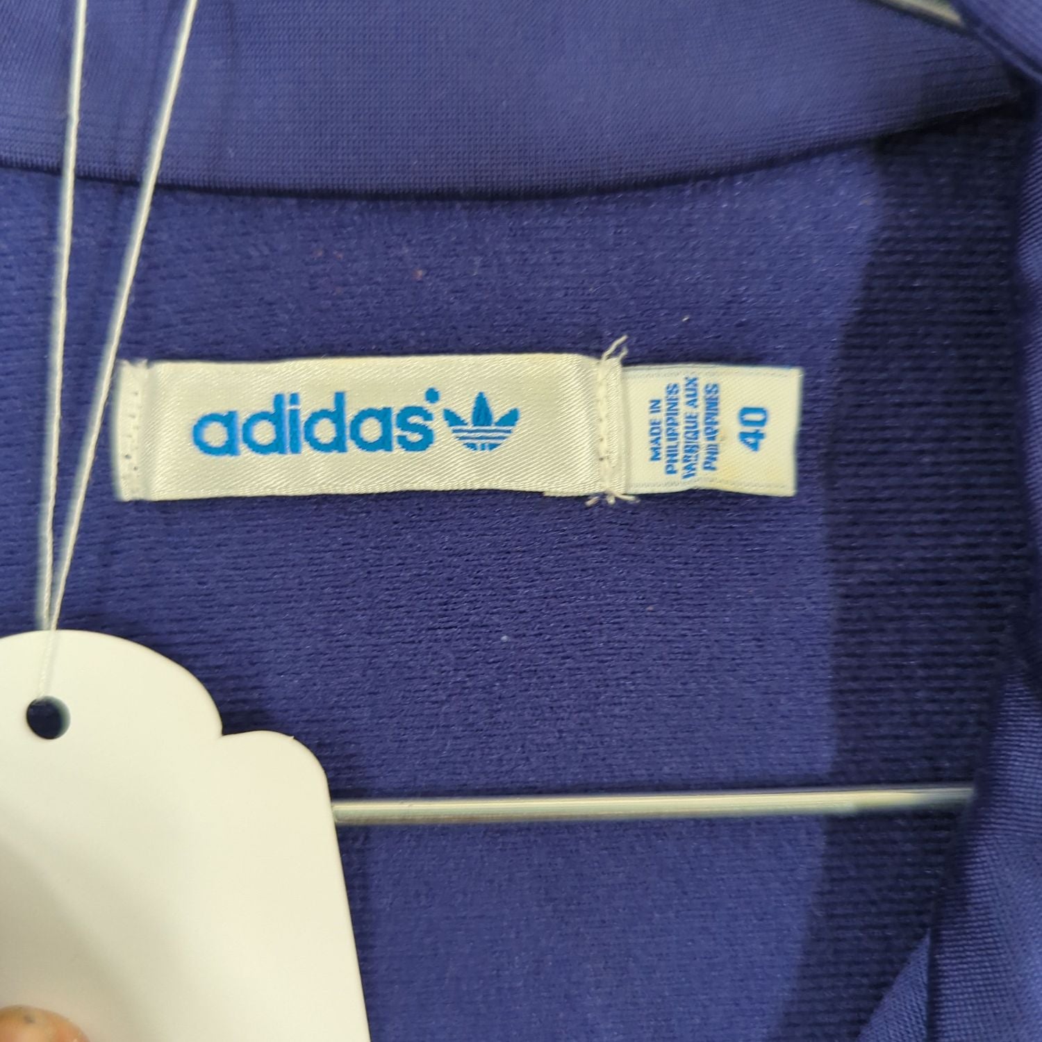 Adidas Navy Blue Track Jacket with Three Stripes - Size 40