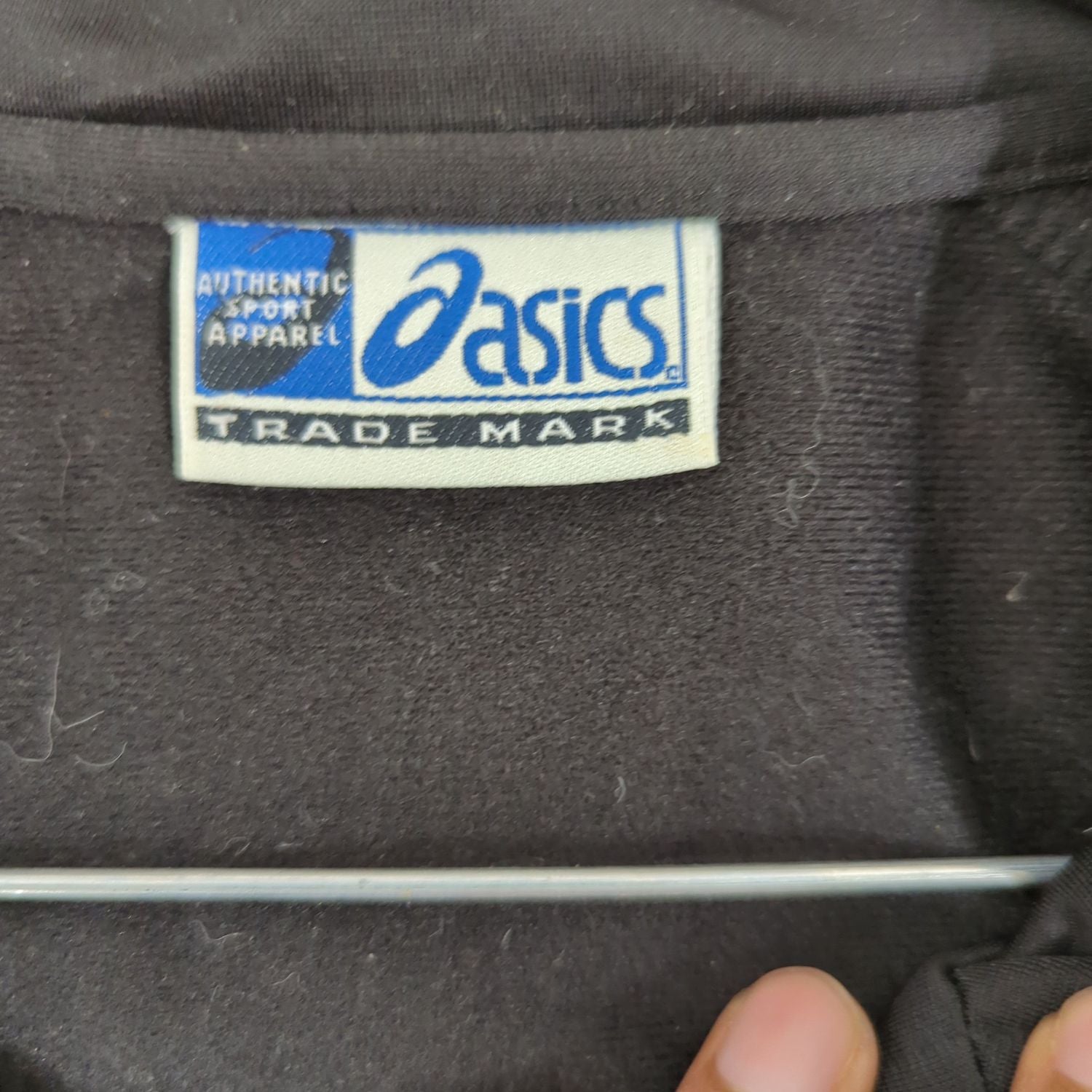 Asics Black Windbreaker Jacket with White Piping