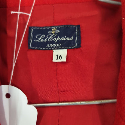 Les Copains Junior Red Wool Pea Coat - Size 16
