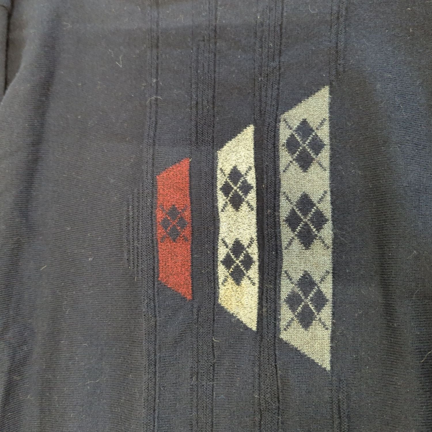 Monte Carlo Navy Blue Sweater with Argyle Pattern - Size 52