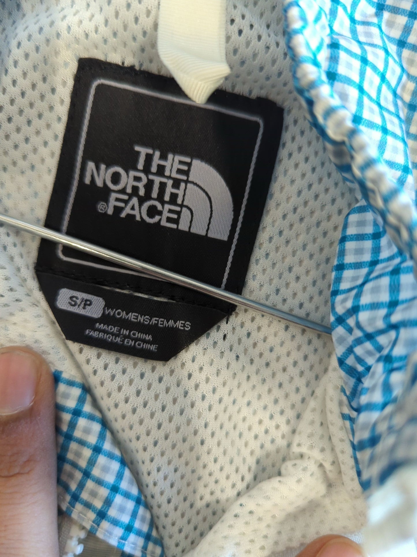 The North Face Blue Checkered Windbreaker Jacket - Size S