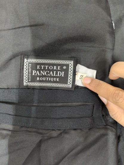 Ettore Pancaldi Black Wool Blend Coat - Size 52