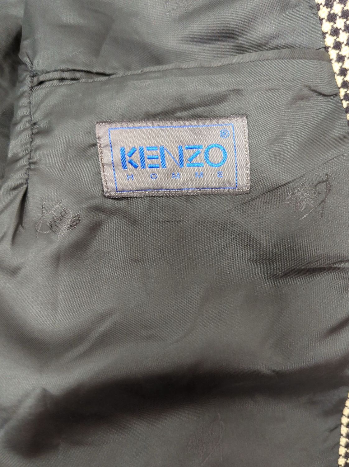 KENZO Houndstooth Pattern Blazer Jacket - Black & Beige