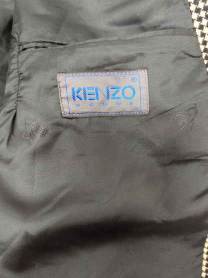 KENZO Houndstooth Pattern Blazer Jacket - Black & Beige