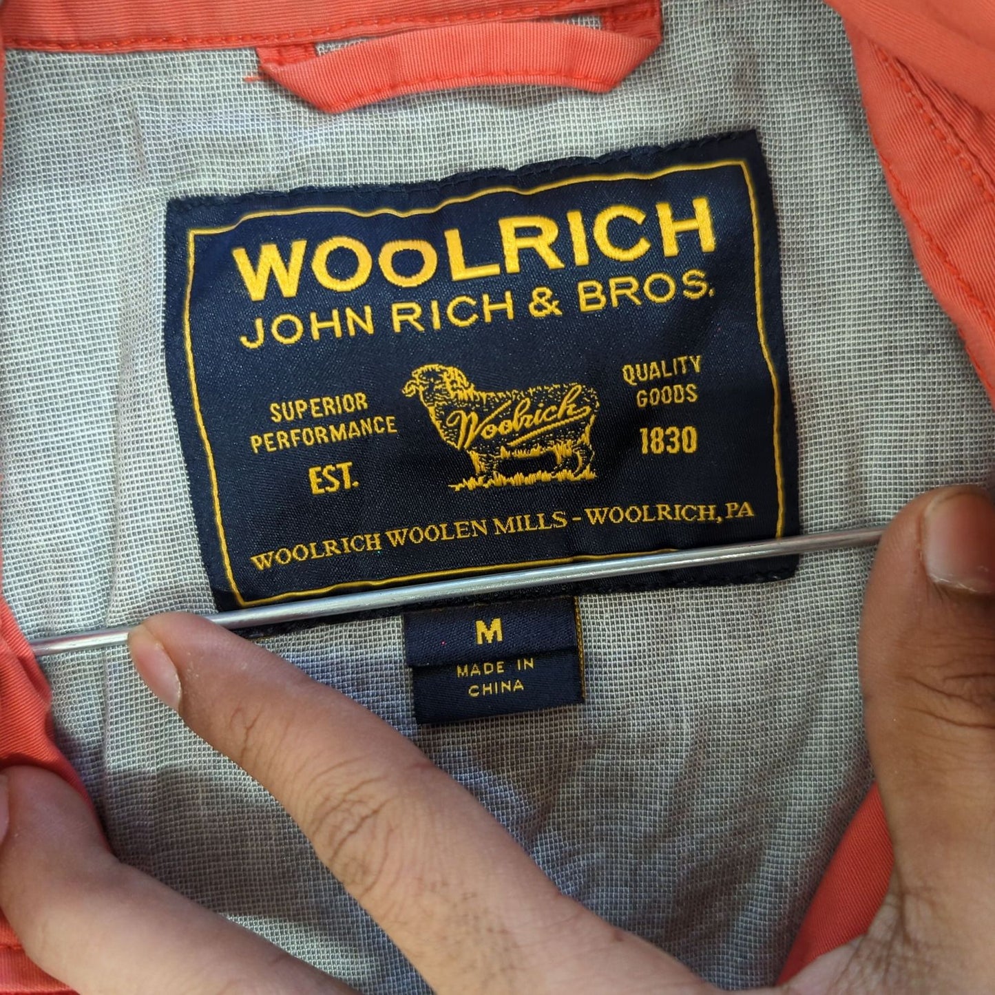 Woolrich Men's Coral Red Windbreaker Jacket - Size M