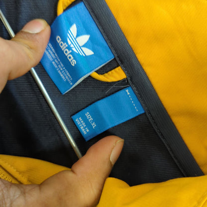 Adidas Yellow & Navy Windbreaker Jacket with Hood