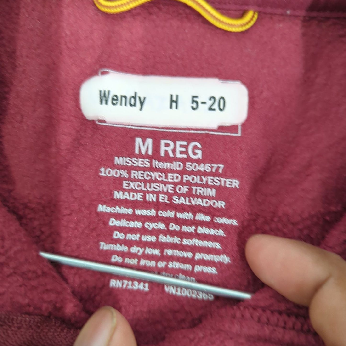 L.L.Bean Burgundy Fleece Jacket - Size Medium