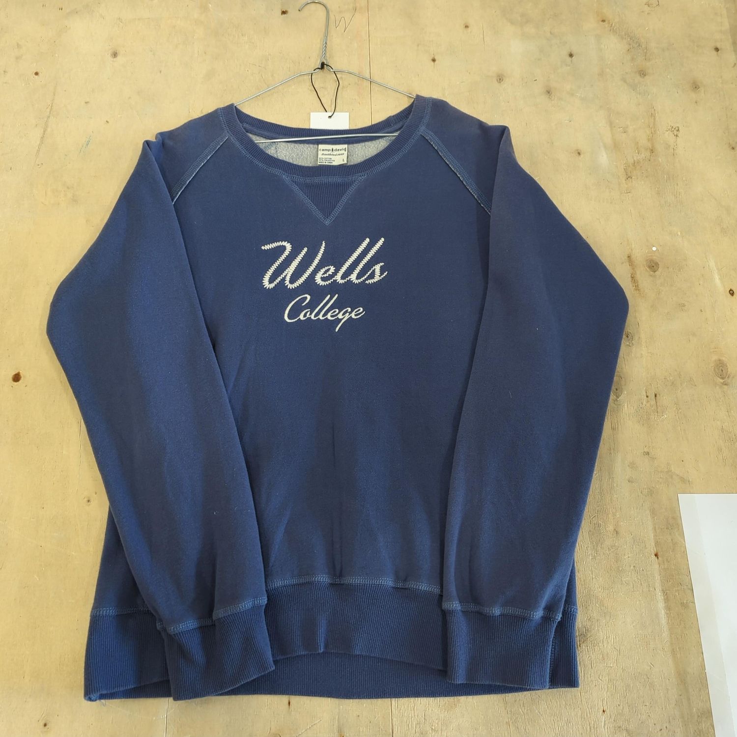 Vintage Camp David Wells College Navy Sweatshirt - Size L