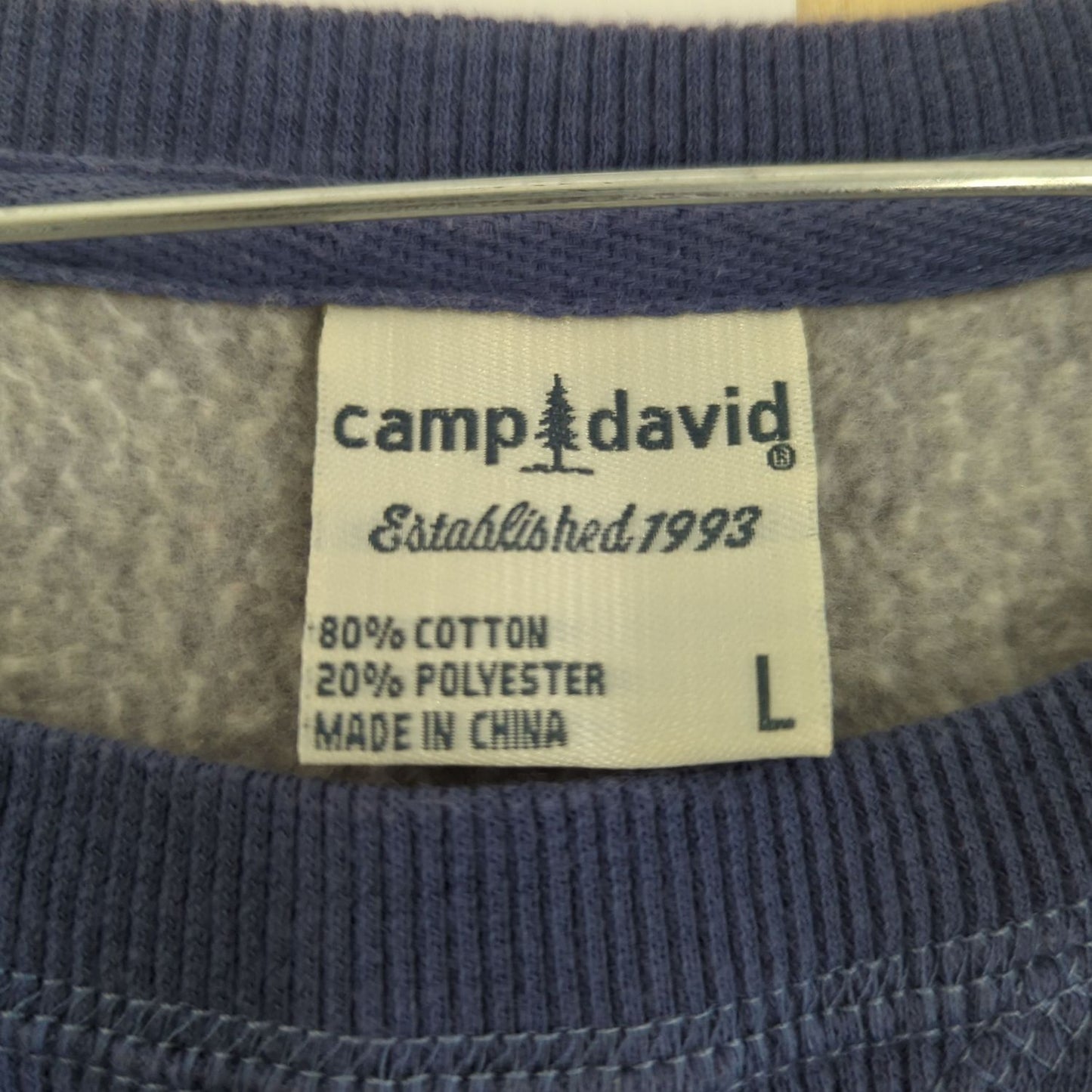 Vintage Camp David Wells College Navy Sweatshirt - Size L
