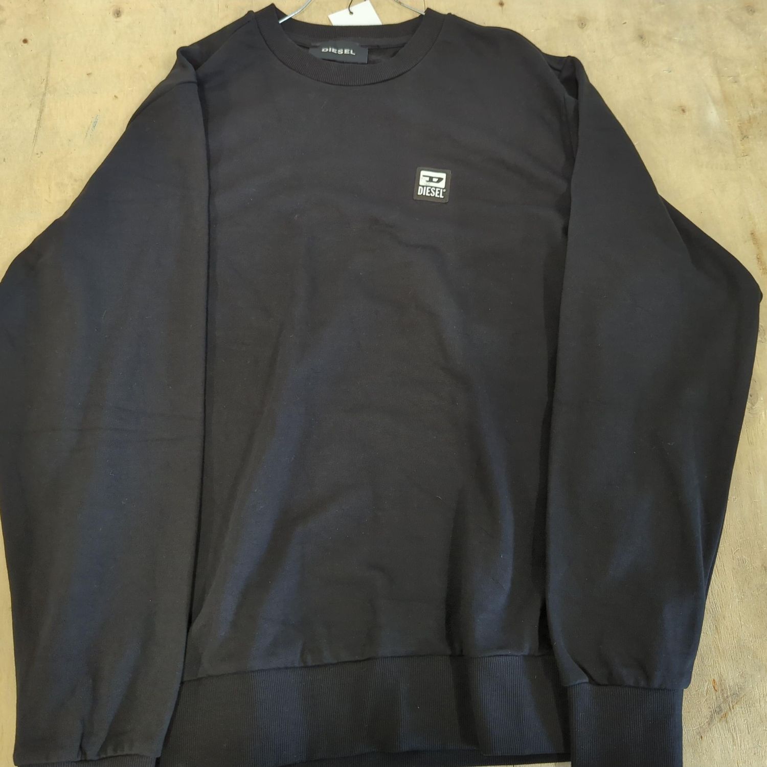 Diesel Black Crew Neck Sweatshirt with Logo Patch