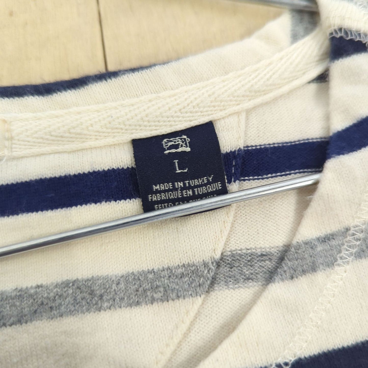 Striped T-shirt with Navy and Grey Lines - Size L