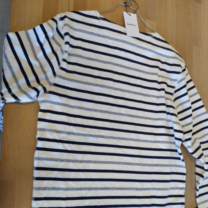 Striped T-shirt with Navy and Grey Lines - Size L