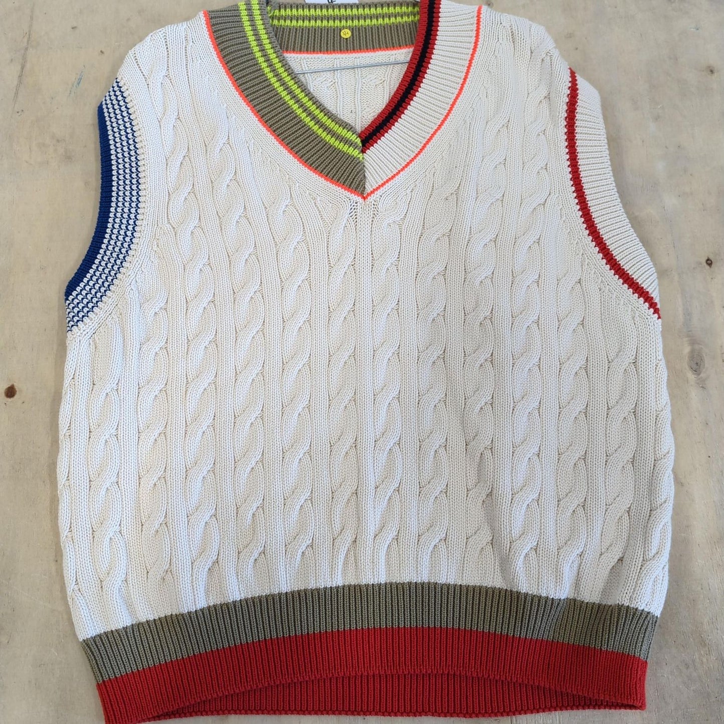 Colorful Cable Knit Sweater Vest - Size M